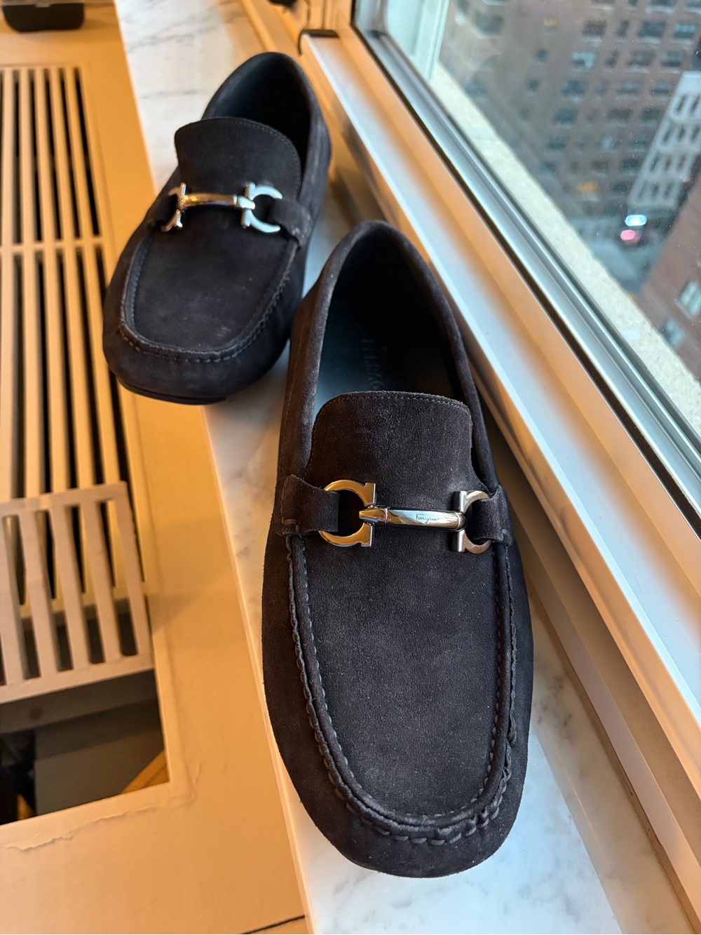 Salvatore Ferragamo Black Suede Bit driver Loafers size 8.5 EEE